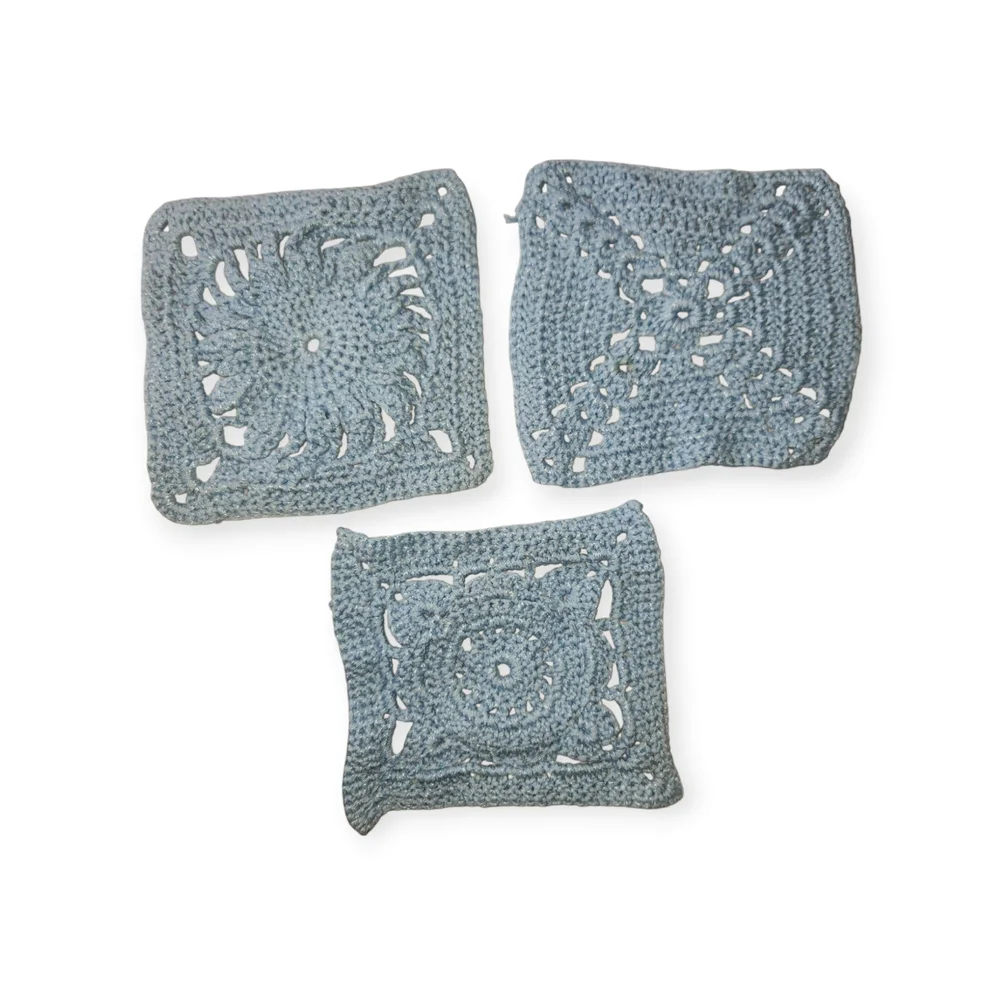 Handmade Crochet‎ Squares in Light Blue
